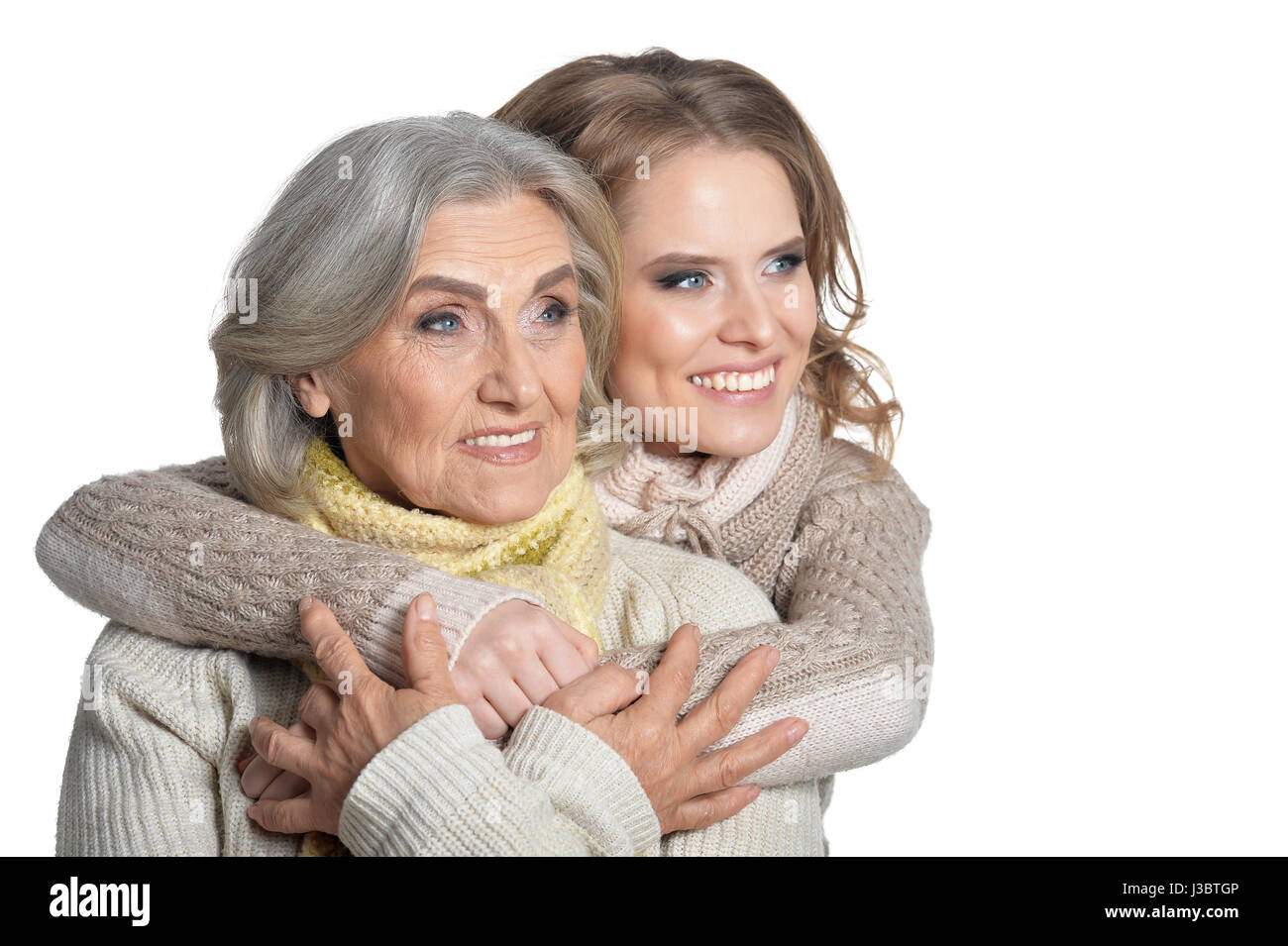 Schöne alte Mutter mit eine erwachsene Tochter Stockfotografie - Alamy