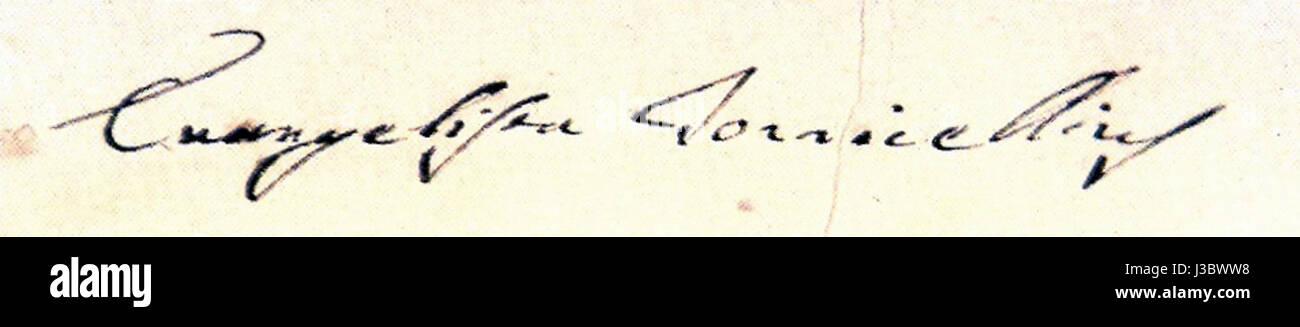 Evangelista Torricelli Signatur Stockfoto