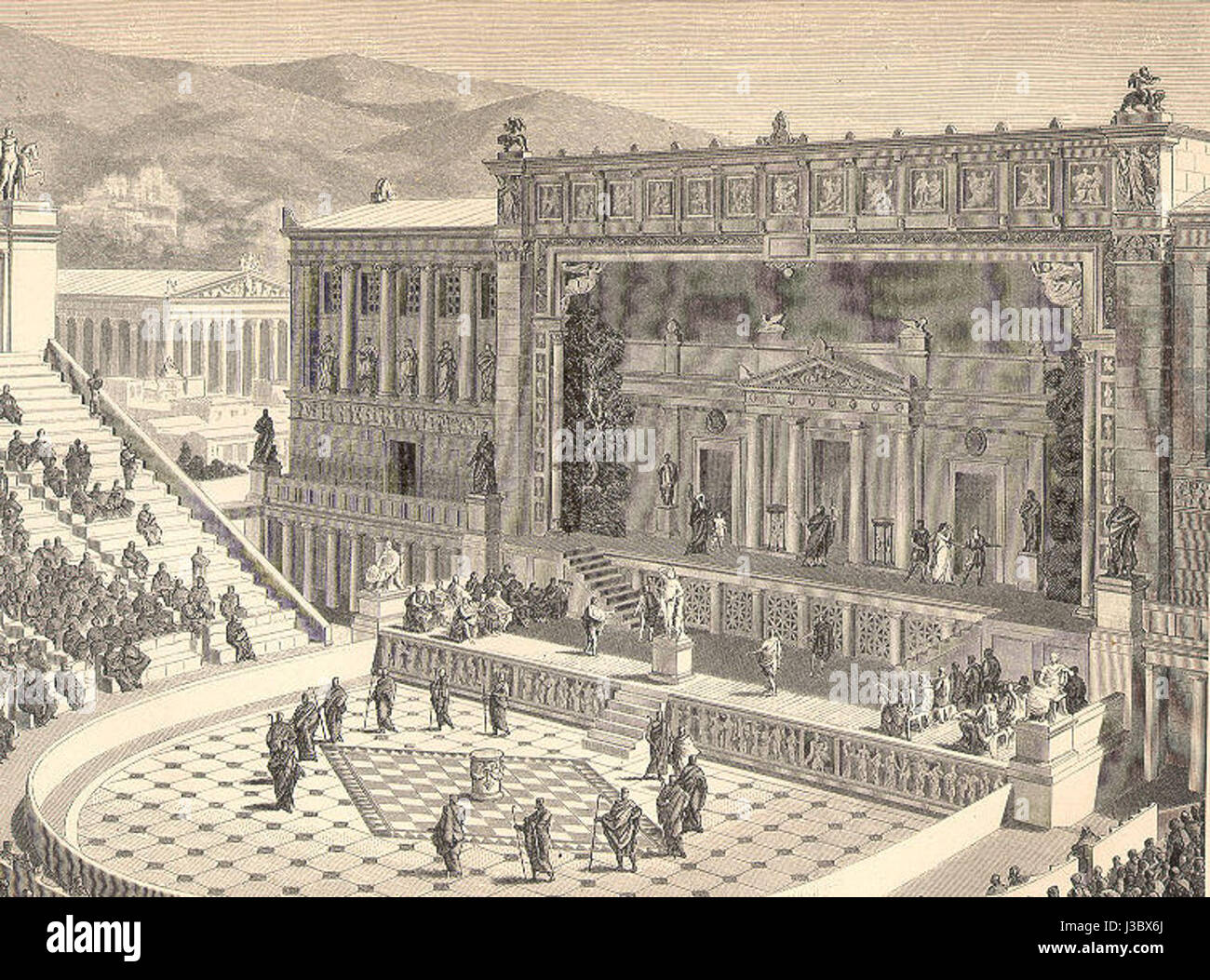 Das Dionysius-Theater in Athen war vor allem während der klassischen Zeit ein bedeutender Schauplatz des griechischen Dramas. Es veranstaltete viele wichtige Theateraufführungen, die zur Entwicklung des antiken griechischen Theaters beitrugen. Stockfoto