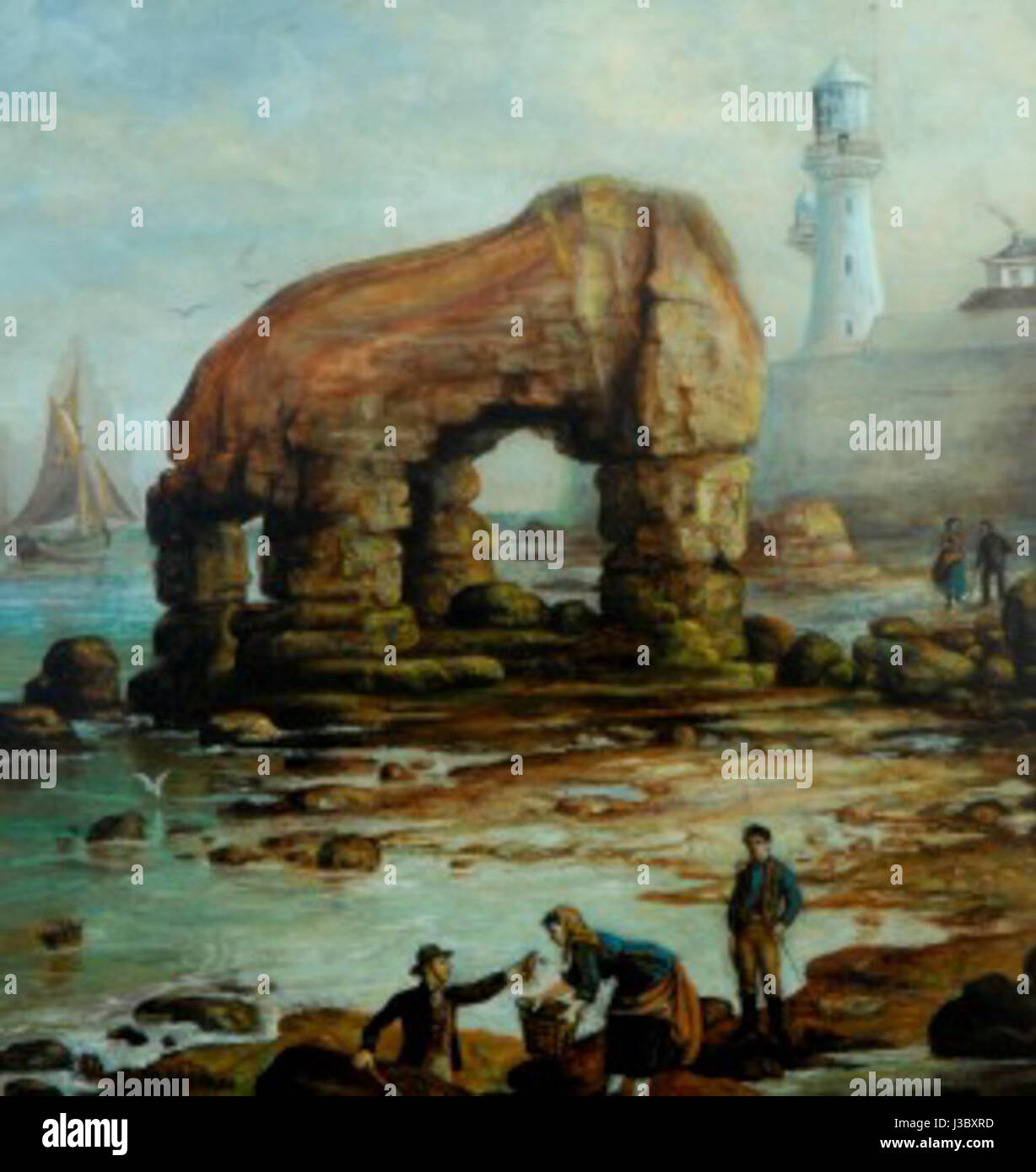 Elephant Rock ist eine natürliche Felsformation in Hartlepool, England. Der Fels ist nach seiner Form benannt, die einem Elefanten ähnelt. Es ist ein beliebtes lokales Wahrzeichen und Teil der natürlichen Schönheit der Region und zieht Besucher wegen seiner einzigartigen geologischen Besonderheiten an. Stockfoto
