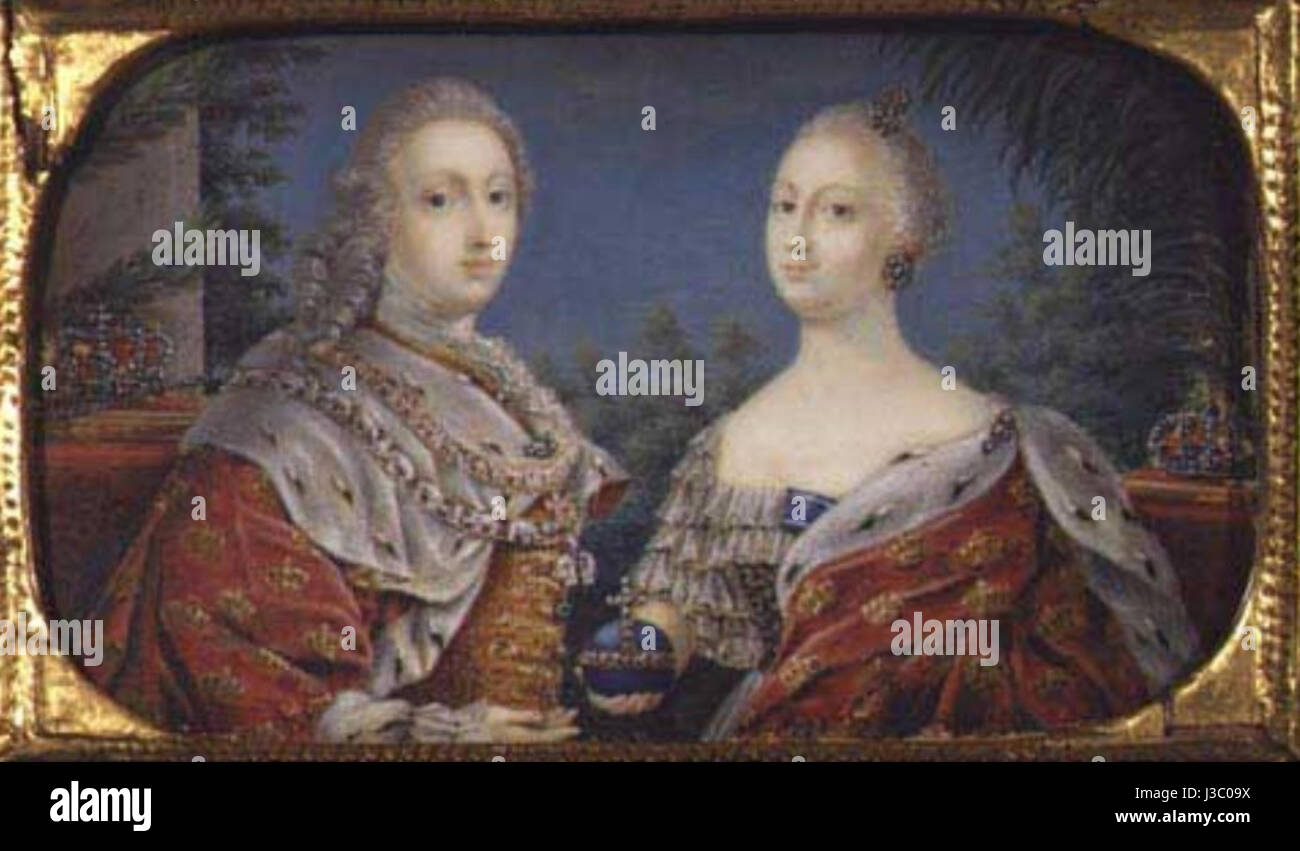 Dobbeltportraet af Frederik 5 Og Dronning Louise Stockfoto