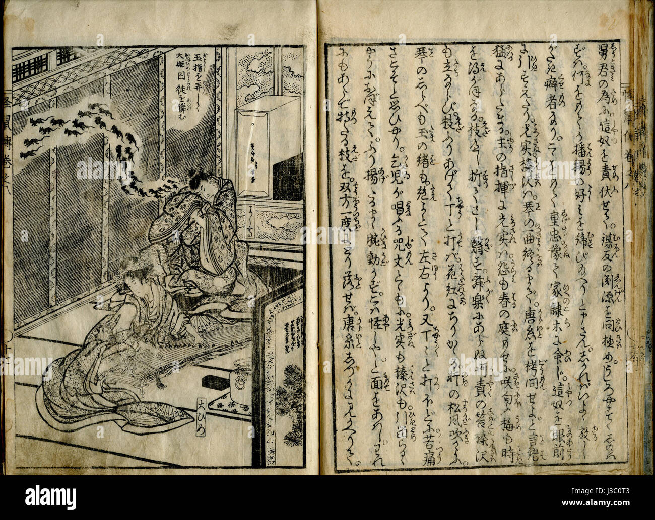 Ehon.Series.Kuroneko.Yamato.Illustrated.by.Katsushika.Hokusai.Mouse.Horde.in.Motion.Test.Scan Stockfoto