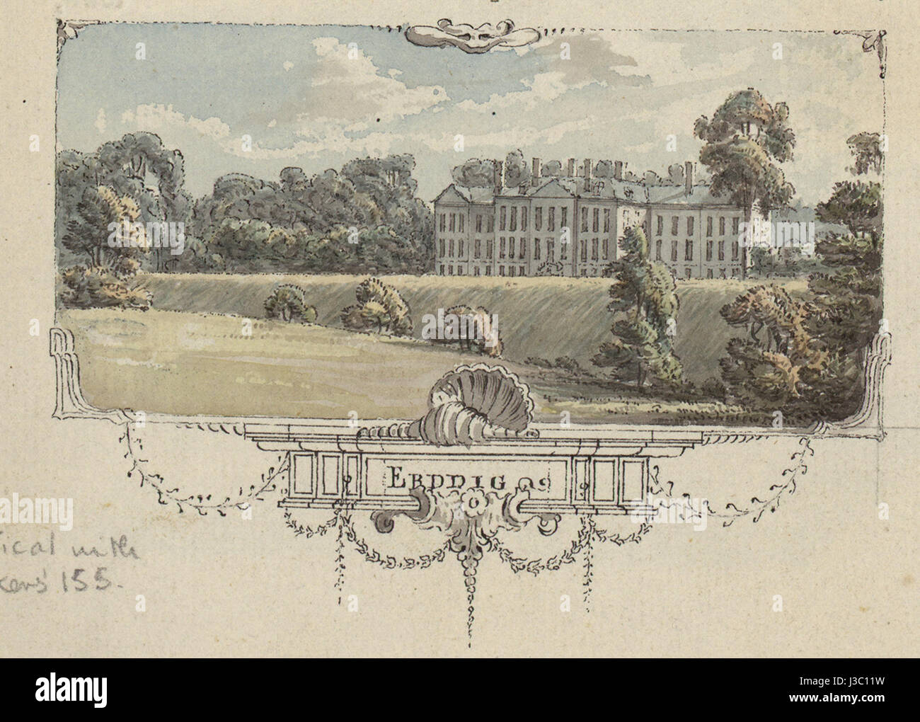 Diese Miniatur aus Erddig, einem historischen Anwesen in Wales, zeigt komplexe Handwerkskunst und historische Kunst. Erddig ist bekannt für seine Sammlung von bildender Kunst, Antiquitäten und die Erhaltung der Geschichte des 18. Jahrhunderts. Stockfoto