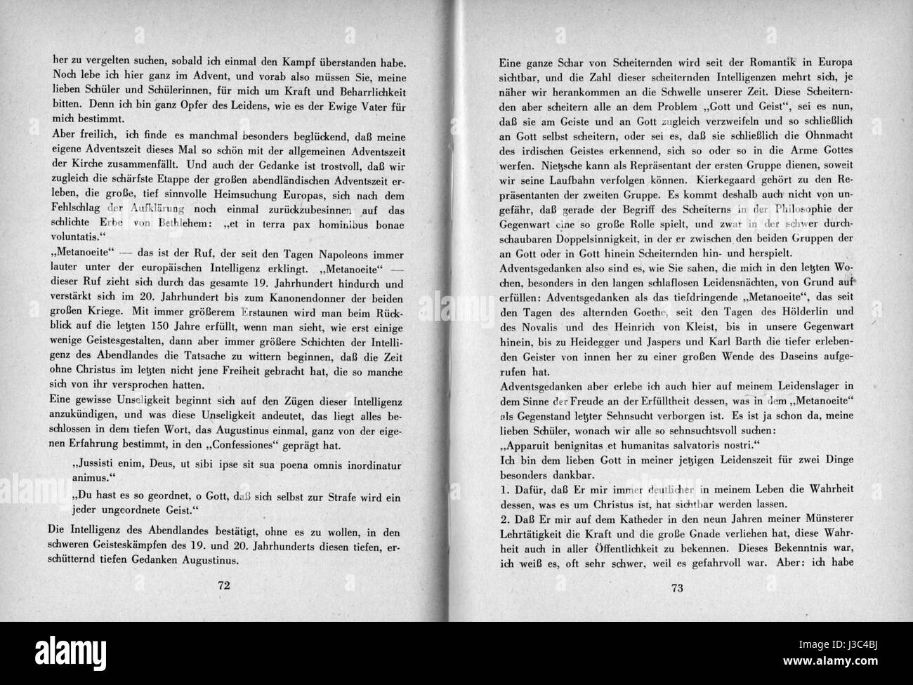 „Ein Abschiedswort von Peter Wust“ ist ein philosophisches und literarisches Werk, wahrscheinlich ein Essay oder eine Ansprache, das sich mit Themen des Abgangs und des Abschlusses beschäftigt. Stockfoto