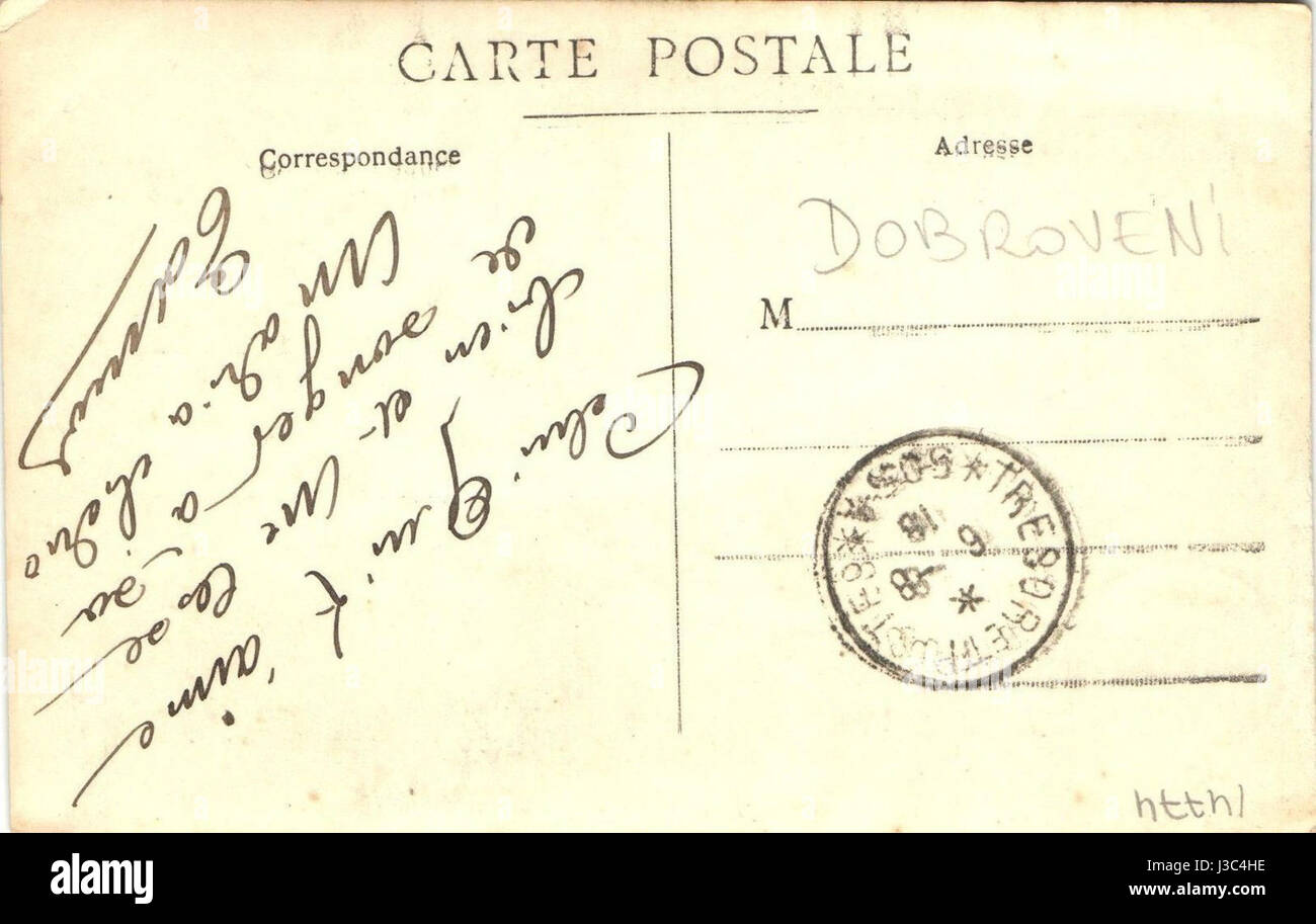 Dobroveni 1918 Postkarte zurück Stockfoto