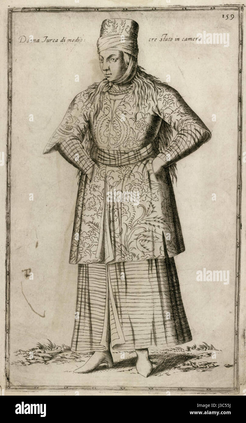 Donna Turca di mittelmäßig Stato in Kamera Nicolay Nicolas De 1580 Stockfoto