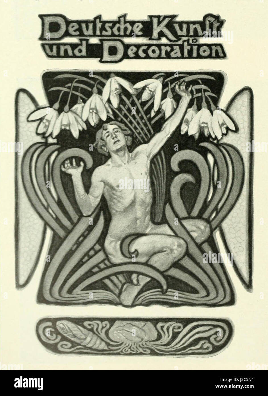 „Deutsche Kunst und Dekoration“ war ein bekanntes deutsches Kunstmagazin, das die besten dekorativen und bildenden Künste aus Deutschland und Europa präsentiert. Diese Publikation präsentierte Arbeiten im Jugendstil, wobei Design, Architektur und Handwerkskunst hervorgehoben wurden. Stockfoto