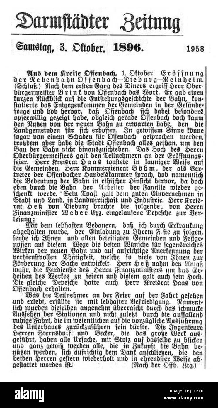 DZ-Nebenbahn 18961003 Stockfoto