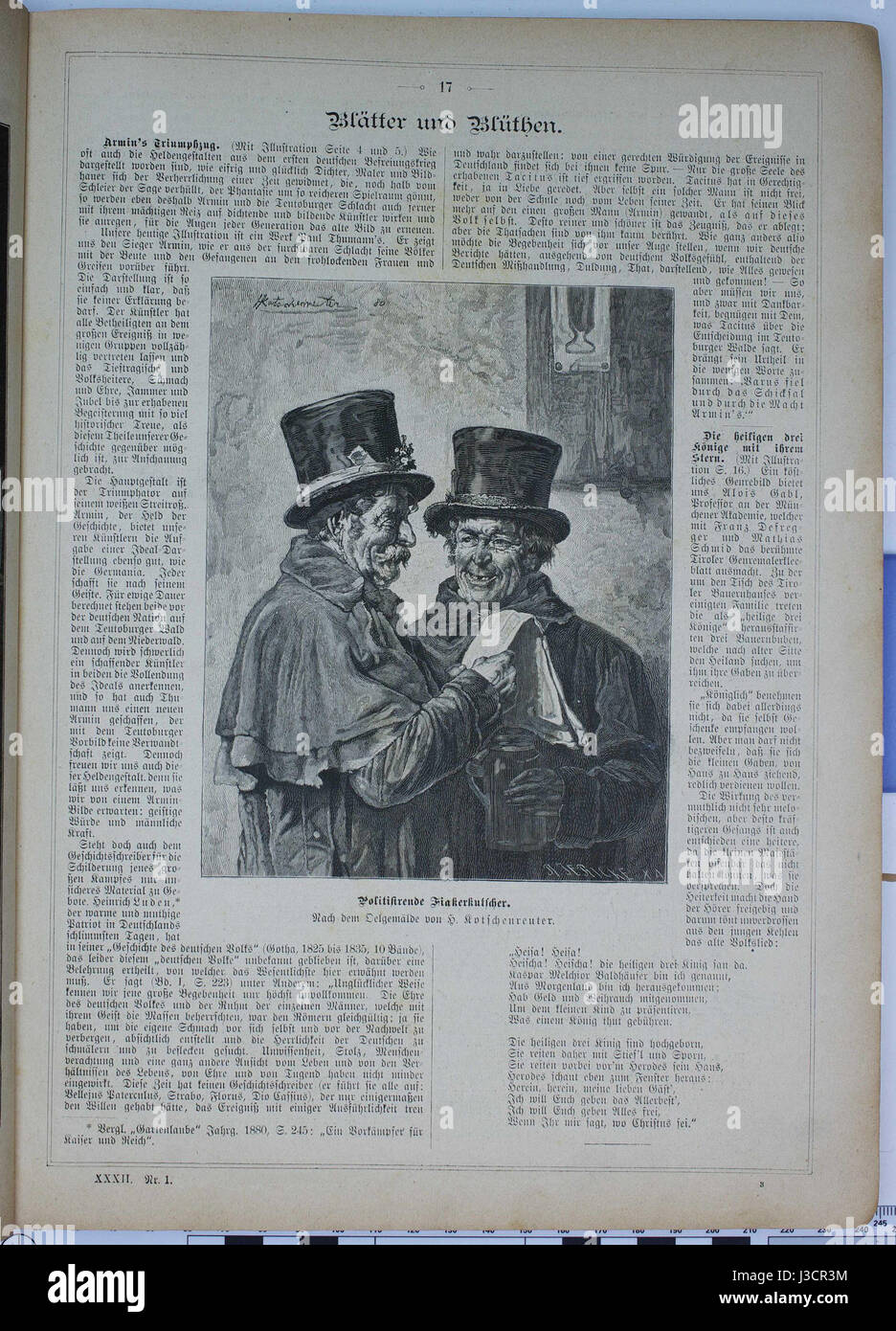 Die Gartenlaube von 1884 war ein beliebtes deutsches Magazin, das eine Vielzahl von Themen wie Kunst, Kultur und aktuelle Ereignisse in Deutschland während dieser Zeit thematisierte. Stockfoto