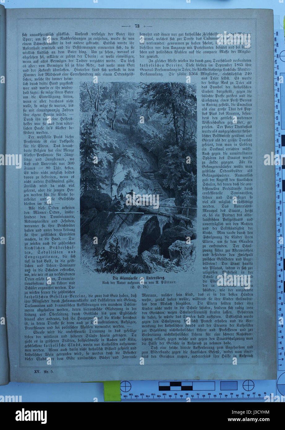 Eine historische Illustration aus der 1867 erschienenen Ausgabe der Gartenlaube, einer populären deutschen Zeitschrift, die Kunst, Kultur und soziale Kommentare der damaligen Zeit präsentierte. Dieses Bild fängt einen kulturellen Moment des 19. Jahrhunderts ein. Stockfoto