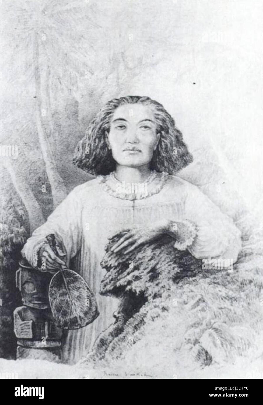 Escale De La Flore Aux Iles Marquises. La Reine Vaekehu, Dessin de Pierre Loti, 1872 Stockfoto