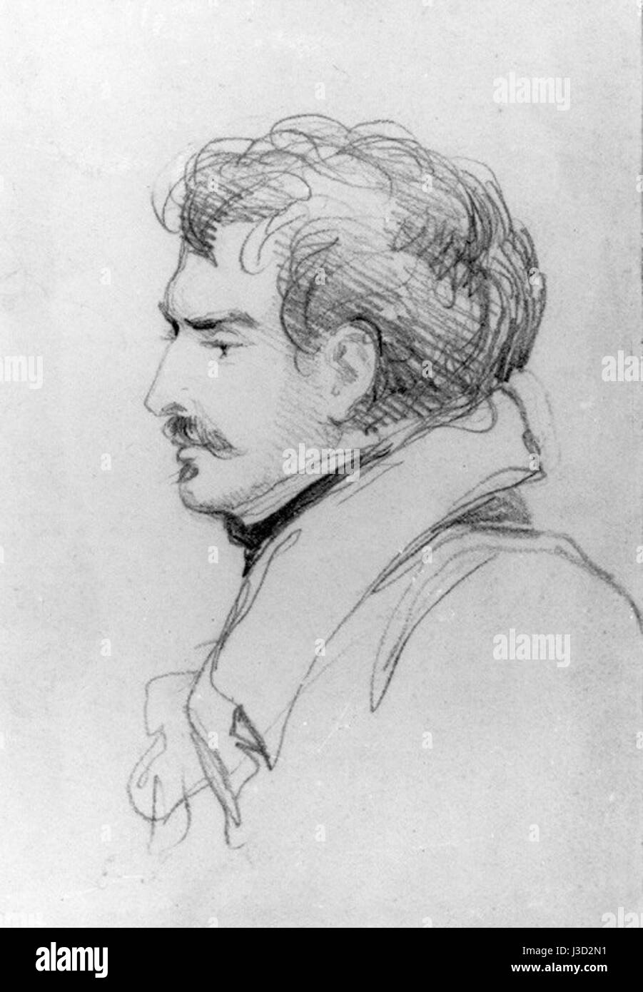 Edward John Trelawny war eine bedeutende Figur in der romantischen literarischen Zeit, bekannt für seine Verbindung mit den Dichtern Percy Bysshe Shelley und Lord Byron, die zur Literaturgeschichte des 19. Jahrhunderts beitrugen. Stockfoto