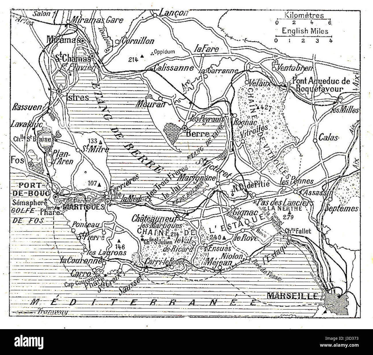 Etang de Berre 1921 Carte 12 Stockfoto
