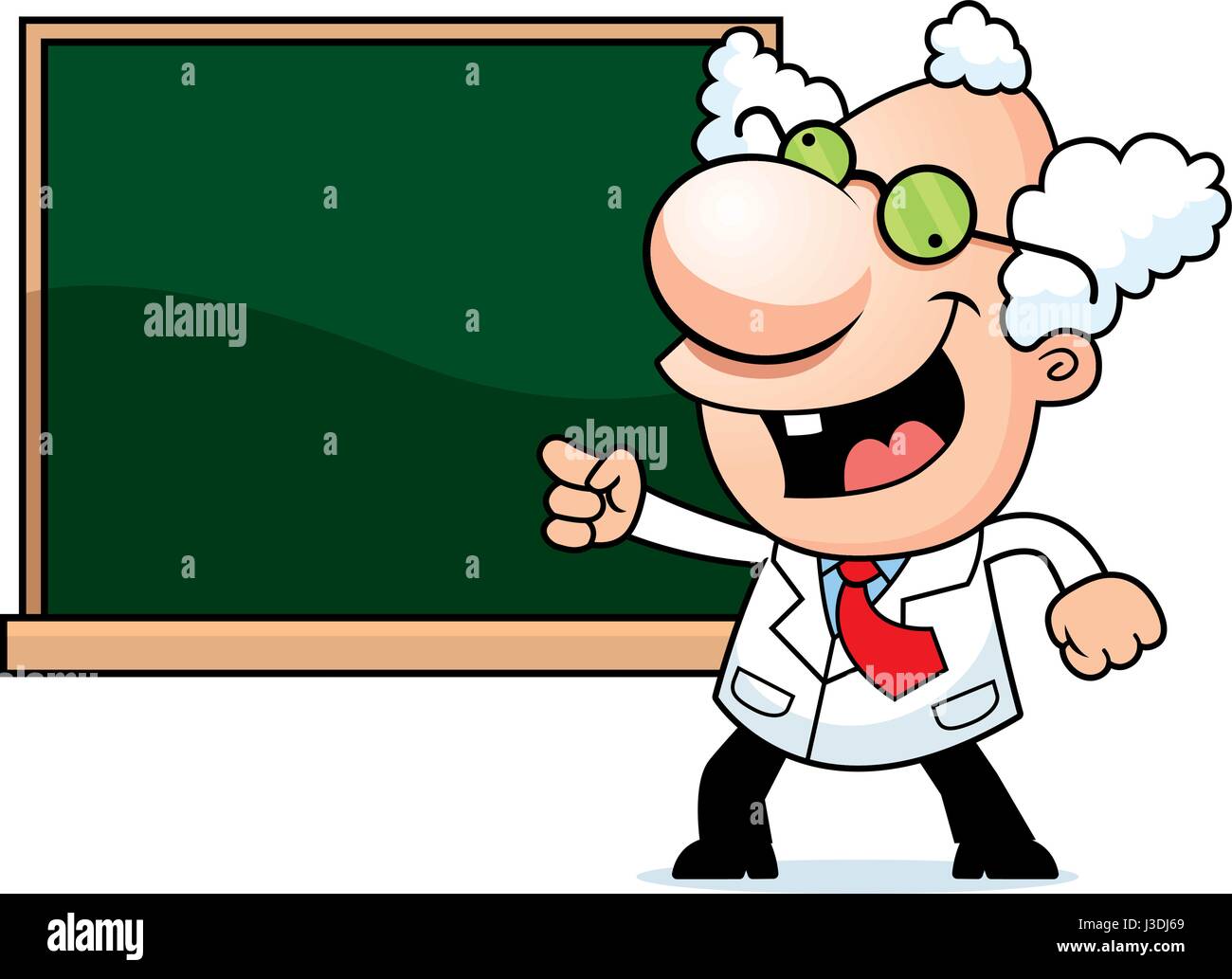 Eine Abbildung eines verrückten Wissenschaftlers der Cartoon mit einer Tafel. Stock Vektor