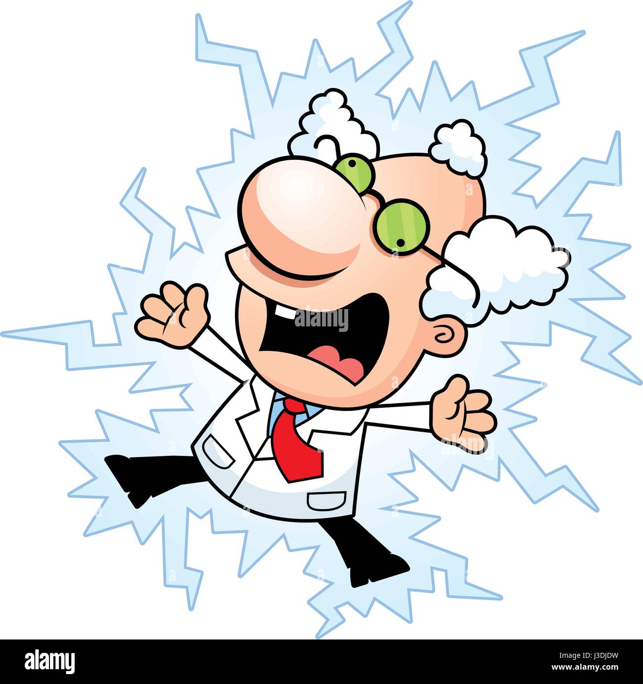 Eine Abbildung Eines Cartoon Verruckten Wissenschaftlers Wird Durch Einen Stromschlag Getotet Stock Vektorgrafik Alamy