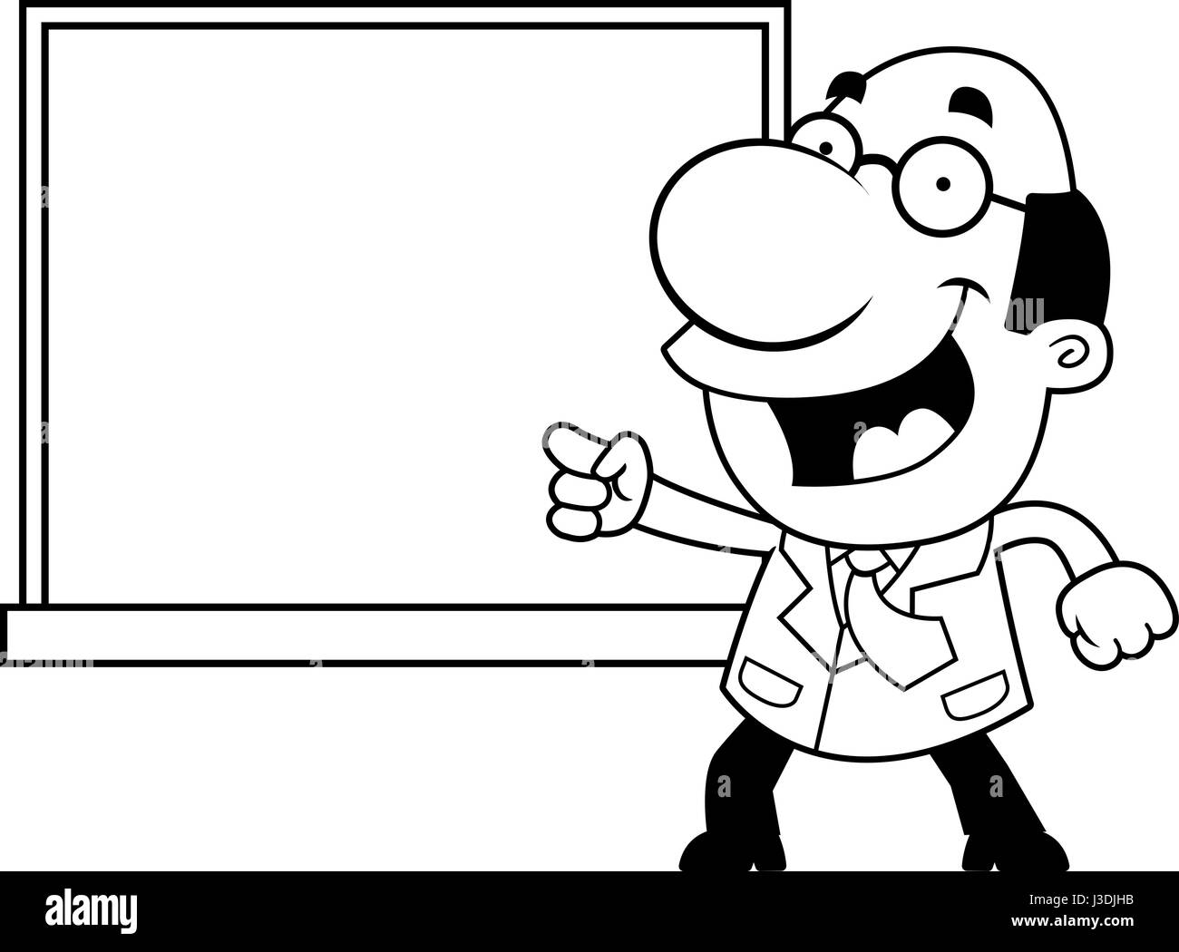Eine Abbildung eines Cartoon-Wissenschaftler mit einer Tafel. Stock Vektor