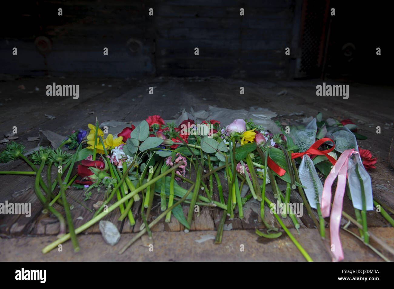 Memorial März anlässlich der Abfahrt des ersten Zuges, der Konzentration Lager Auschwitz-Birkenau Stockfoto