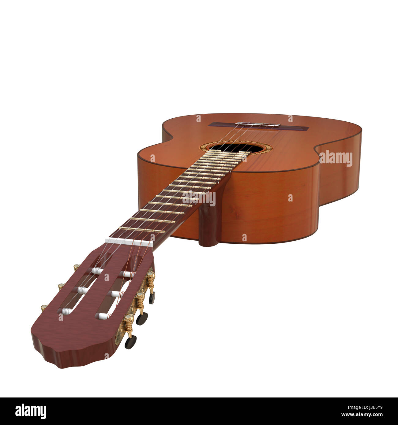 realistische isoliert klassische Akustikgitarre 3D-Illustration Stockfoto