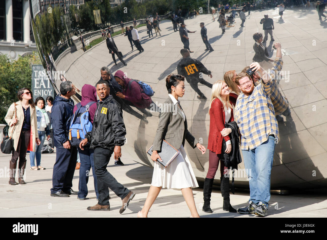 Dreharbeiten zu der Fox-TV-Serie "APB" Millennium Park Chicago Stockfoto