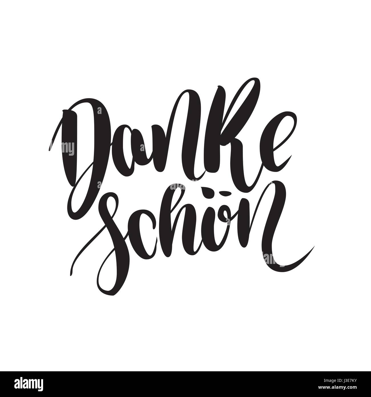 Danke. Danke Schoen. Deutschen Sprache Balck Vektor Schriftzug isoliert