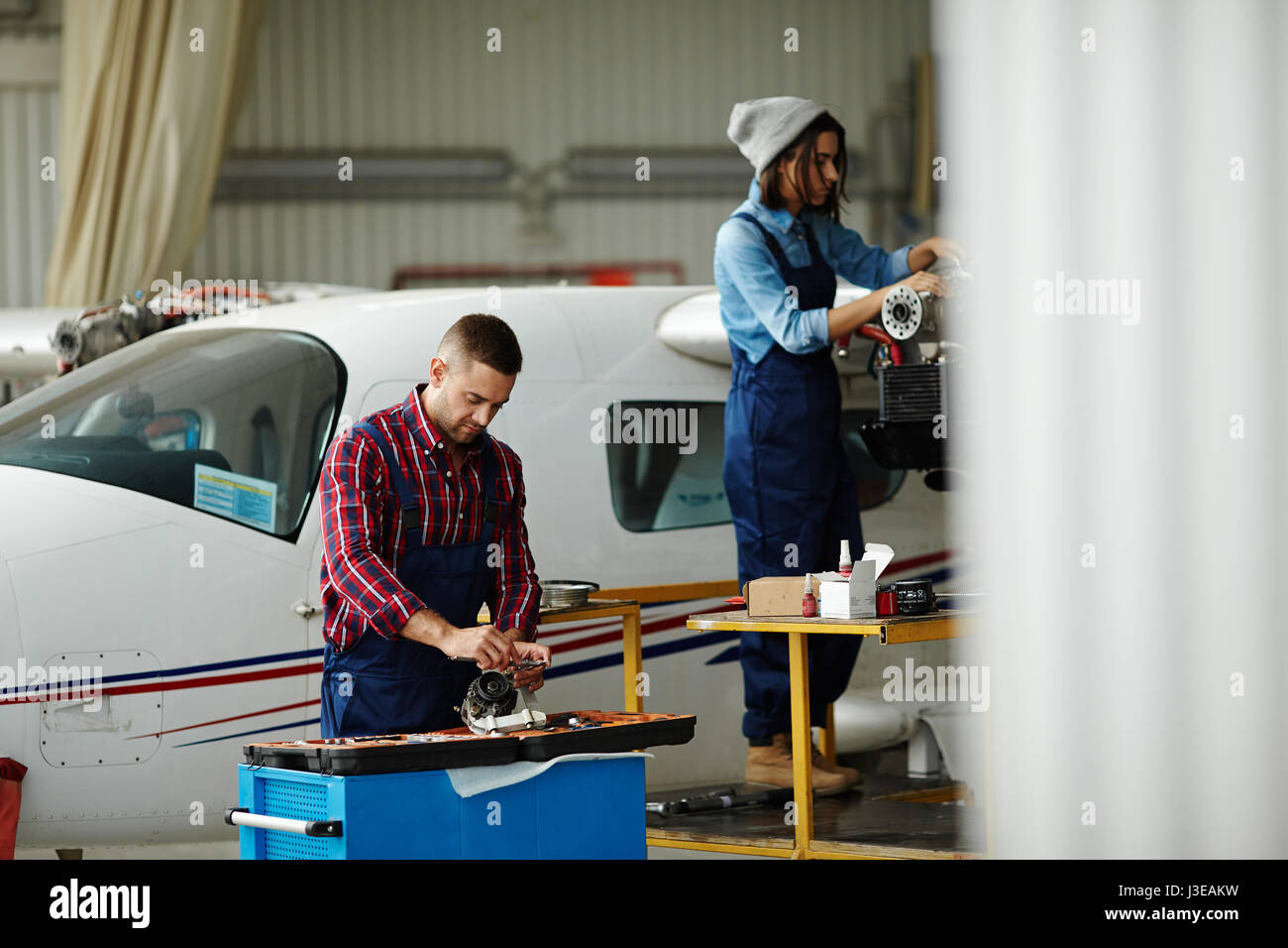 Pre-Flight-Service des Flugzeugs Stockfoto