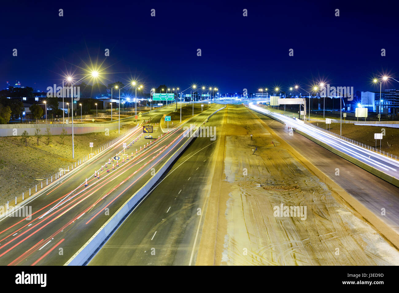 Autobahn-Baustelle in Australien, Roe Highway, Straßen, Autobahn, Bau, Australien, Perth, Western Australia Stockfoto