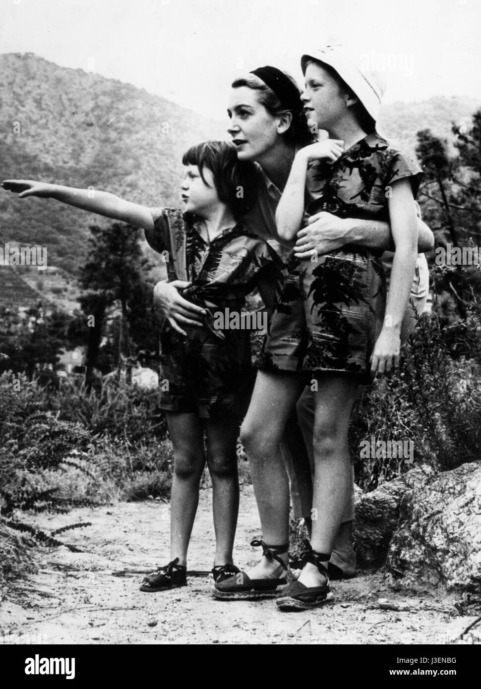Deborah Kerr et ses Deux filles Francesca et Mélanie Stockfoto