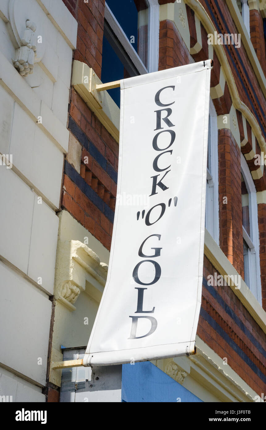 Banner hängen über dem Eingang zum Topf ' o ' Gold-Schmuck-Hersteller in Birminghams Jewellery Quarter Stockfoto