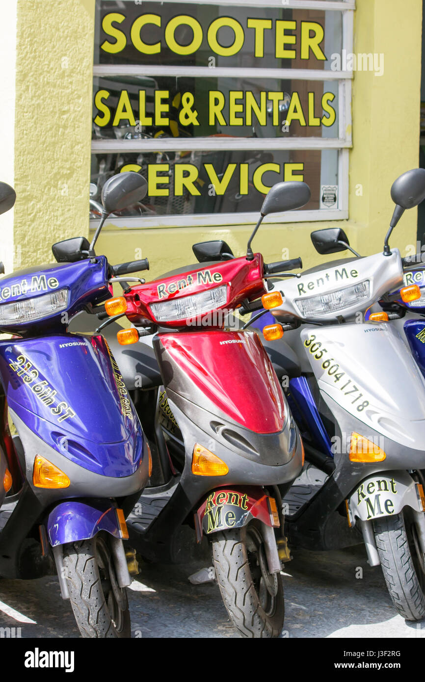 Miami Beach Florida, Sixth 6th Street, Roller, Vermietung, Transport, Motorrad, FL080628027 Stockfoto
