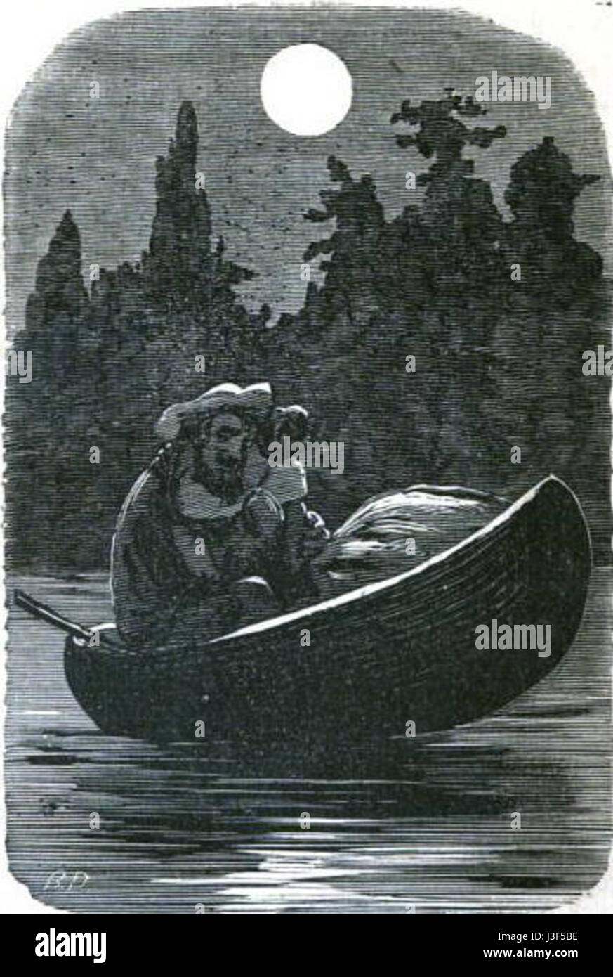 Genevra Tomkins und Natty Bumpo sind fiktive Charaktere, die erste aus der Literatur und die letztere aus den Werken von James Fenimore Cooper. Natty Bumpo ist ein Grenzheld, während Genevra sich mit romantischen und gesellschaftlichen Themen in frühen amerikanischen Romanen beschäftigt. Stockfoto