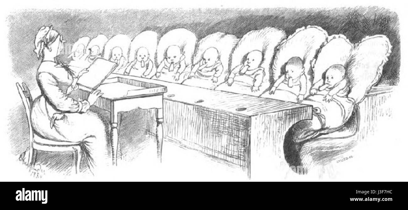 „Fliegende Blaetter 73 185 b1“ bezieht sich auf ein illustriertes oder gedrucktes Werk aus dem 19. Jahrhundert, wahrscheinlich Teil einer satirischen deutschen Zeitschrift. Es zeigt Illustrationen und Cartoons, die soziale Kommentare und Humor aus dieser Zeit widerspiegeln. Stockfoto