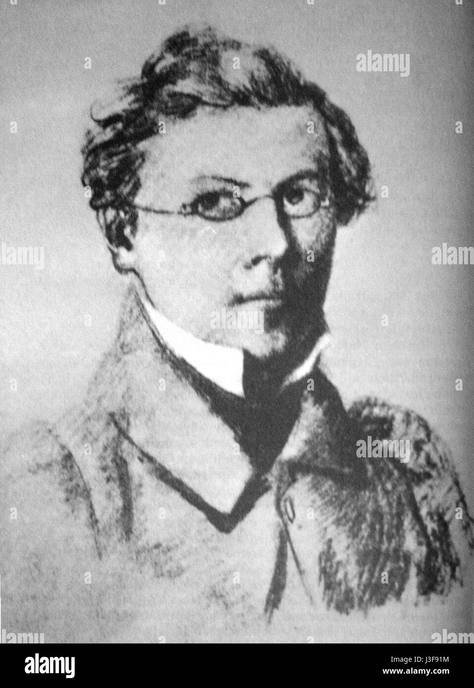 Fritz Reuter, geboren 1833, war ein bekannter deutscher Schriftsteller und Dichter, der für seine niederdeutschen Werke bekannt war. Er gilt als eine der bedeutendsten Figuren der deutschen Literatur des 19. Jahrhunderts. Stockfoto