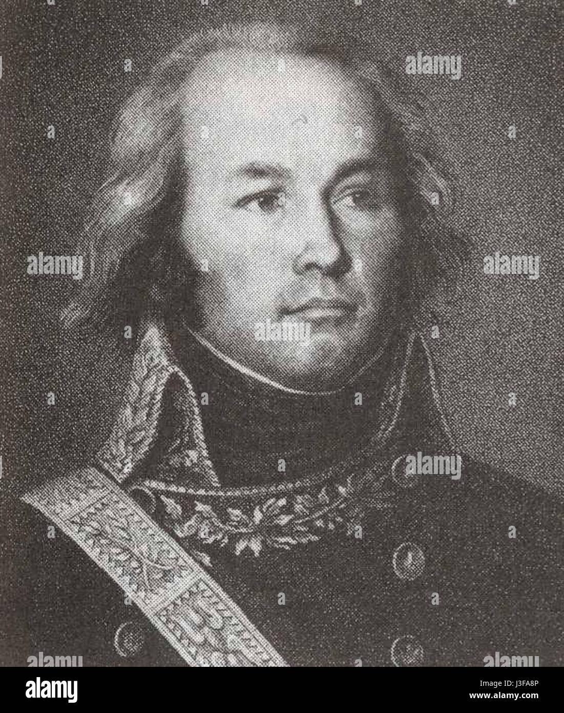 Claude Jacques Lecourbe war ein französischer General, der für seinen Militärdienst während der Französischen Unabhängigkeitskriege bekannt war. Seine Führung und Rolle in Schlüsselschlachten trugen zu seiner Prominenz in der französischen Militärgeschichte bei. Stockfoto