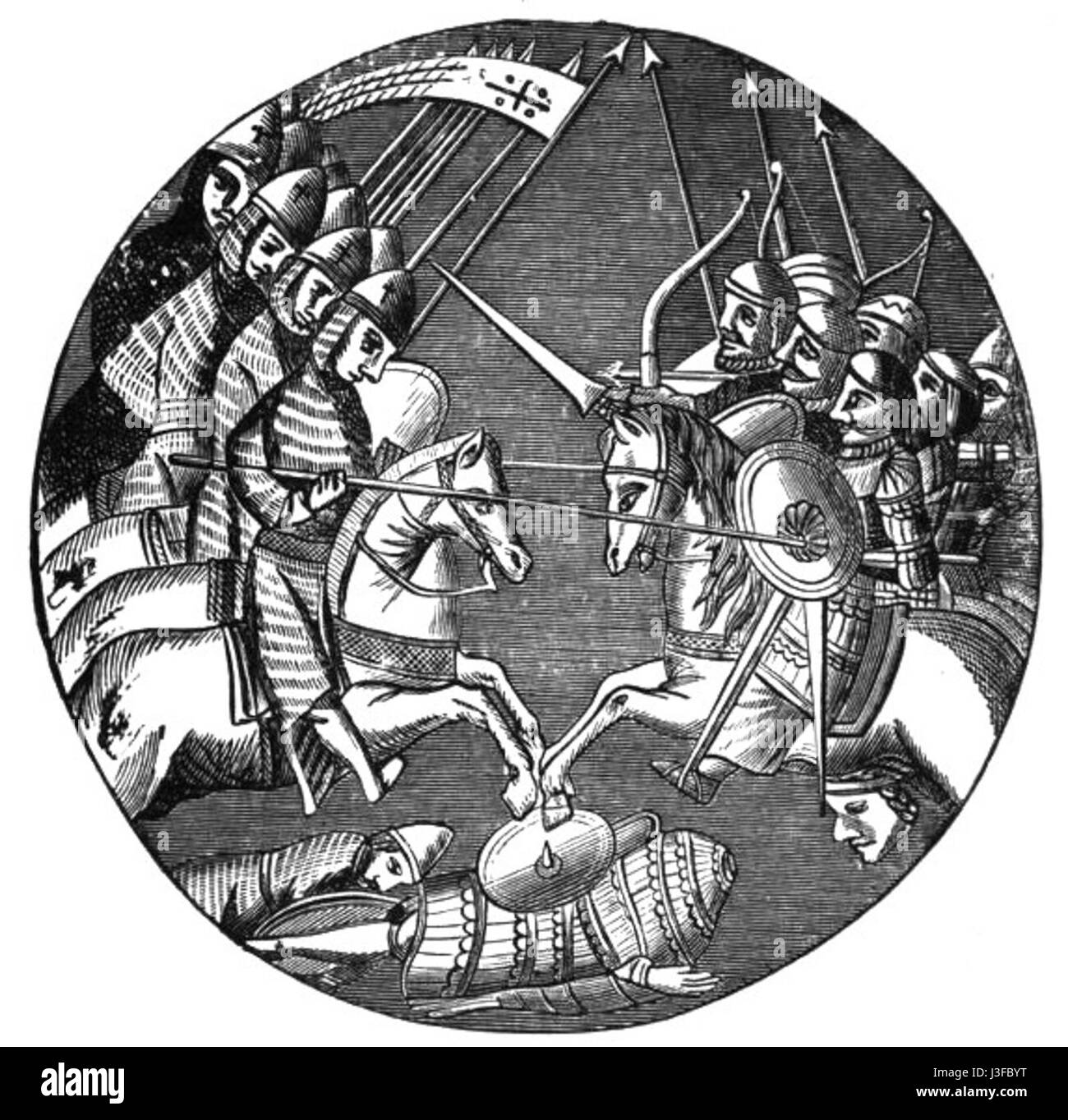 Der erste Kreuzzug von Saint Denis ist ein bedeutendes historisches Ereignis, das die Beteiligung von Saint Denis an den religiösen und militärischen Kampagnen der Kreuzzüge kennzeichnete. Stockfoto