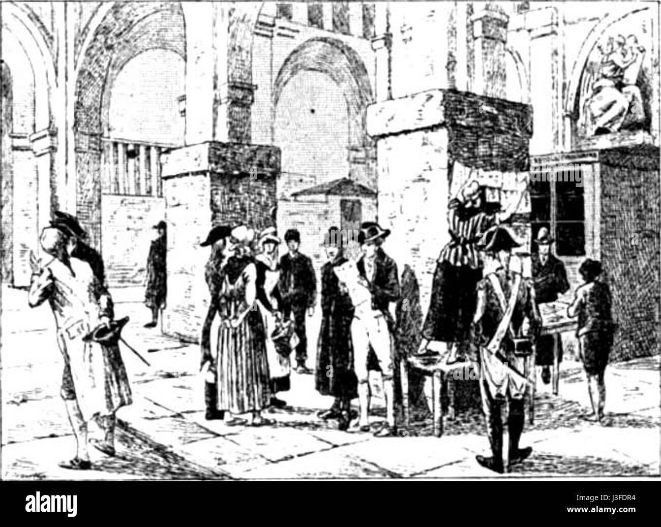 Das Französische Revolutionsgericht war ein Gericht, das während der Französischen Revolution eingerichtet wurde, um politische Verdächtige vor Gericht zu stellen. Es war berüchtigt für seine Rolle in der Herrschaft des Terrors, indem es Tausende zum Tode verurteilte. Stockfoto