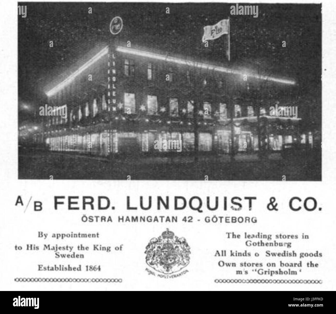Ferd Lundquist Ad 1930 Stockfoto