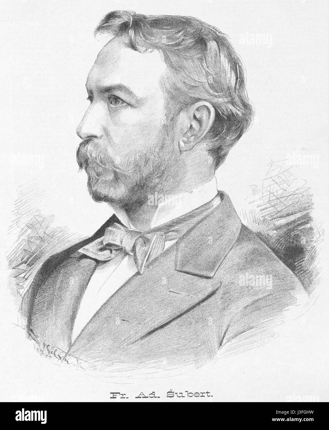 Frantisek Adolf Schubert Vilimek war ein böhmischer Komponist und Musiker. Er war bekannt für seine Werke in der tschechischen Klassik, die zur Entwicklung der Kompositionen der Romantik beitrugen. Stockfoto