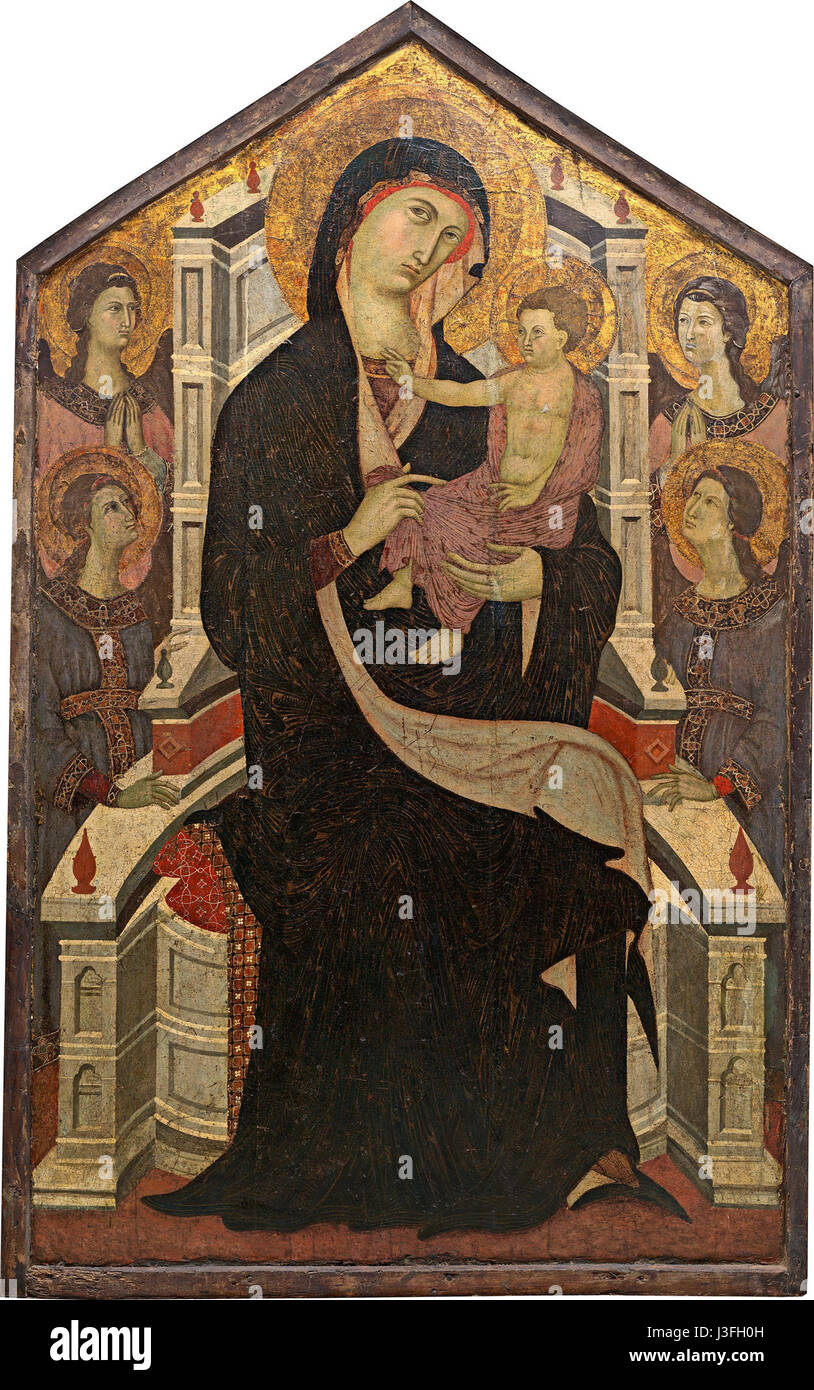 Anhänger von Duccio (Meister der Badia eine Isola) Madonna und Kind mit Engeln inthronisiert. Washington NGA Stockfoto