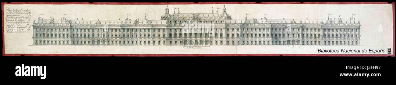 Fachada wichtigsten Para el Palacio Real Nuevo. Filippo Juvarra Stockfoto