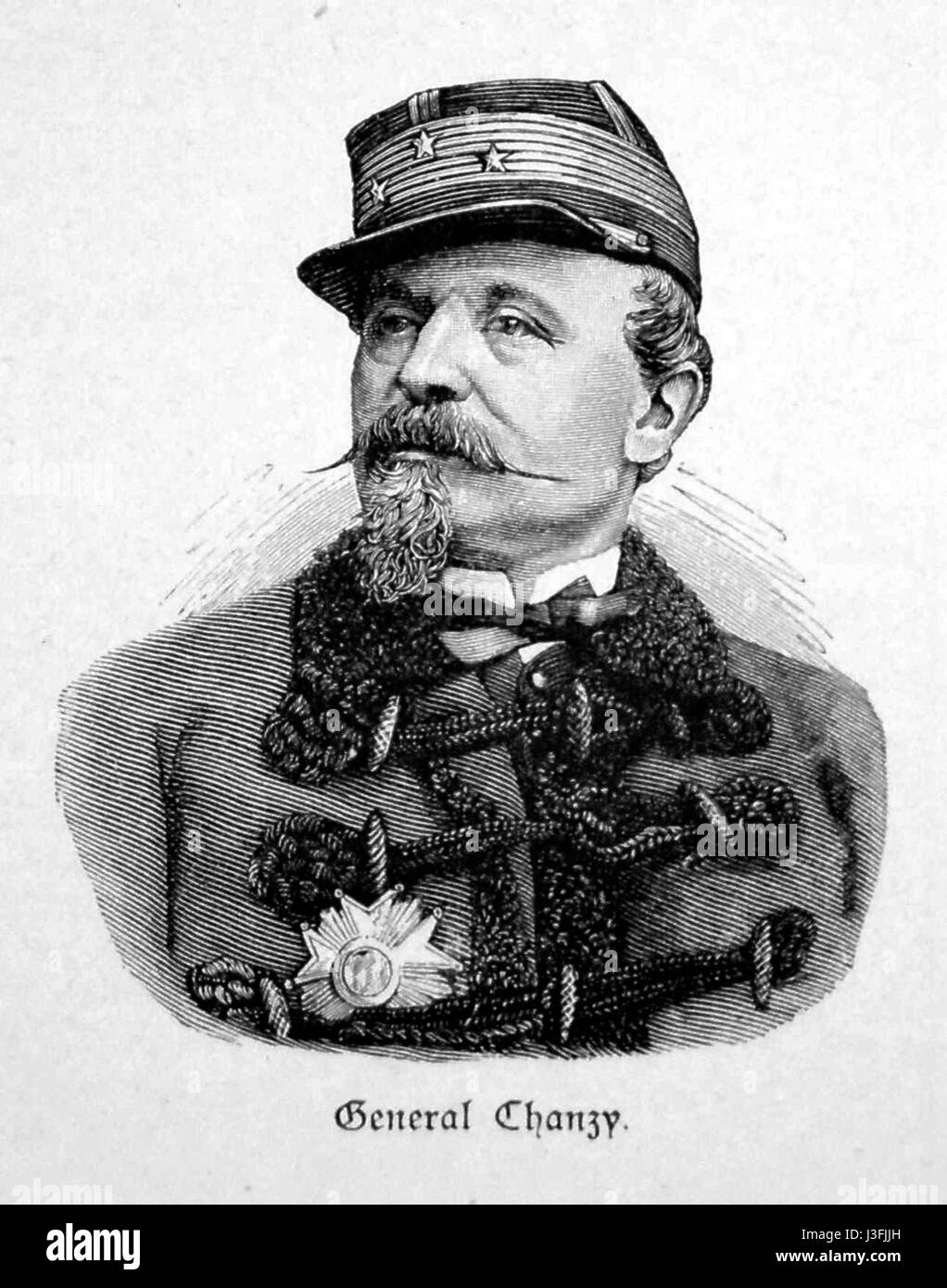 General Chanzy war ein französischer Militärführer, der eine bedeutende Rolle im Deutsch-Französischen Krieg spielte. Er ist bekannt für sein strategisches Kommando und seine Führung während des Krieges. Stockfoto
