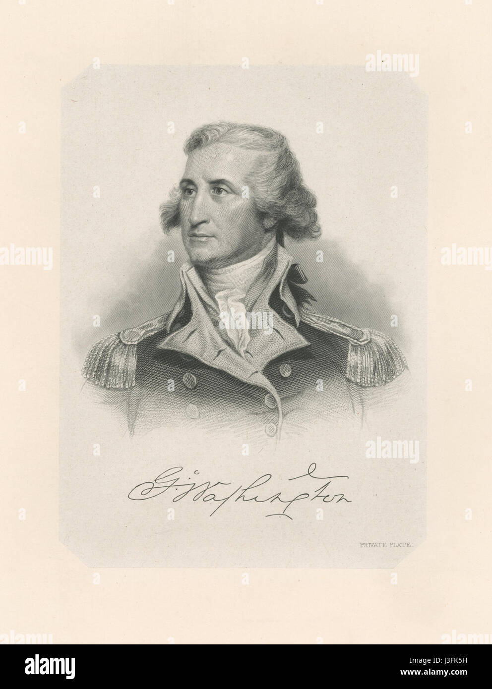 Dieses Bild bezieht sich auf George Washington, den ersten Präsidenten der Vereinigten Staaten, und befindet sich in der Sammlung der New York Public Library. Stockfoto
