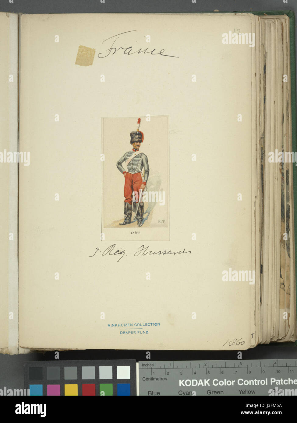 Diese französische Szene aus dem Jahr 1860, die in einem historischen Dokument aus der NYPL aufgenommen wurde, bietet einen Einblick in Frankreich während des 19. Jahrhunderts, das wahrscheinlich das städtische oder ländliche Leben darstellt und gesellschaftliche Bedingungen widerspiegelt. Stockfoto