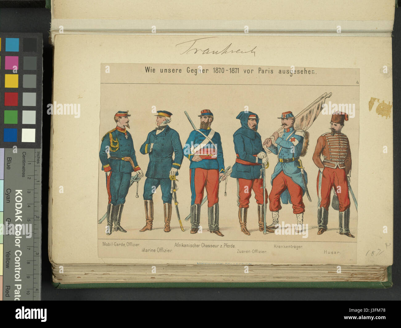 Ein historischer Bezug auf Frankreich im Jahr 1870, der möglicherweise mit bedeutenden Ereignissen in der französischen Geschichte zusammenhängt, darunter dem Deutsch-Französischen Krieg, der große Auswirkungen auf das Land hatte. Stockfoto