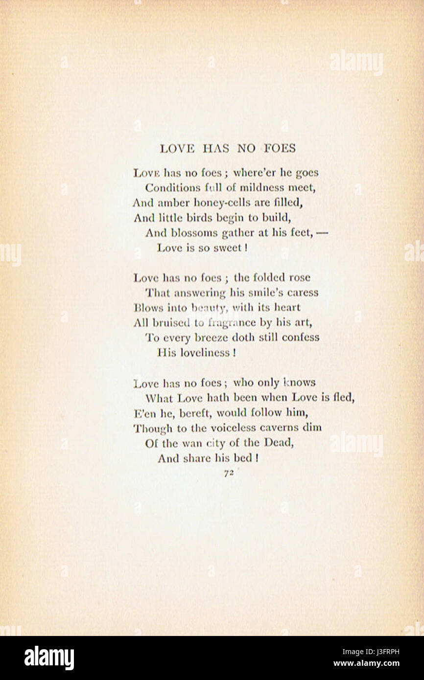 Florence Earle Coates’ Gedichtsammlung von 1898 hebt ihren literarischen Stil und ihren thematischen Fokus auf emotionale Tiefe, Natur und menschliche Erfahrung hervor. Ihr Werk ist ein Beispiel amerikanischer Lyrik aus dem späten 19. Jahrhundert. Stockfoto