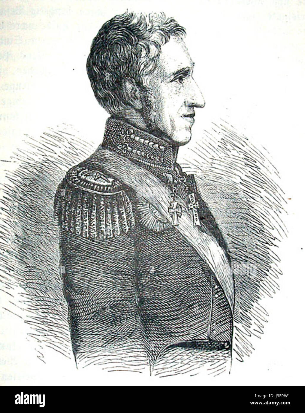 Friedrich VI. Von Dänemark war ein dänischer König, der von 1808 bis 1839 regierte. Seine Herrschaft war geprägt von politischen Reformen und bedeutenden Veränderungen in der sozialen und wirtschaftlichen Landschaft Dänemarks. Stockfoto