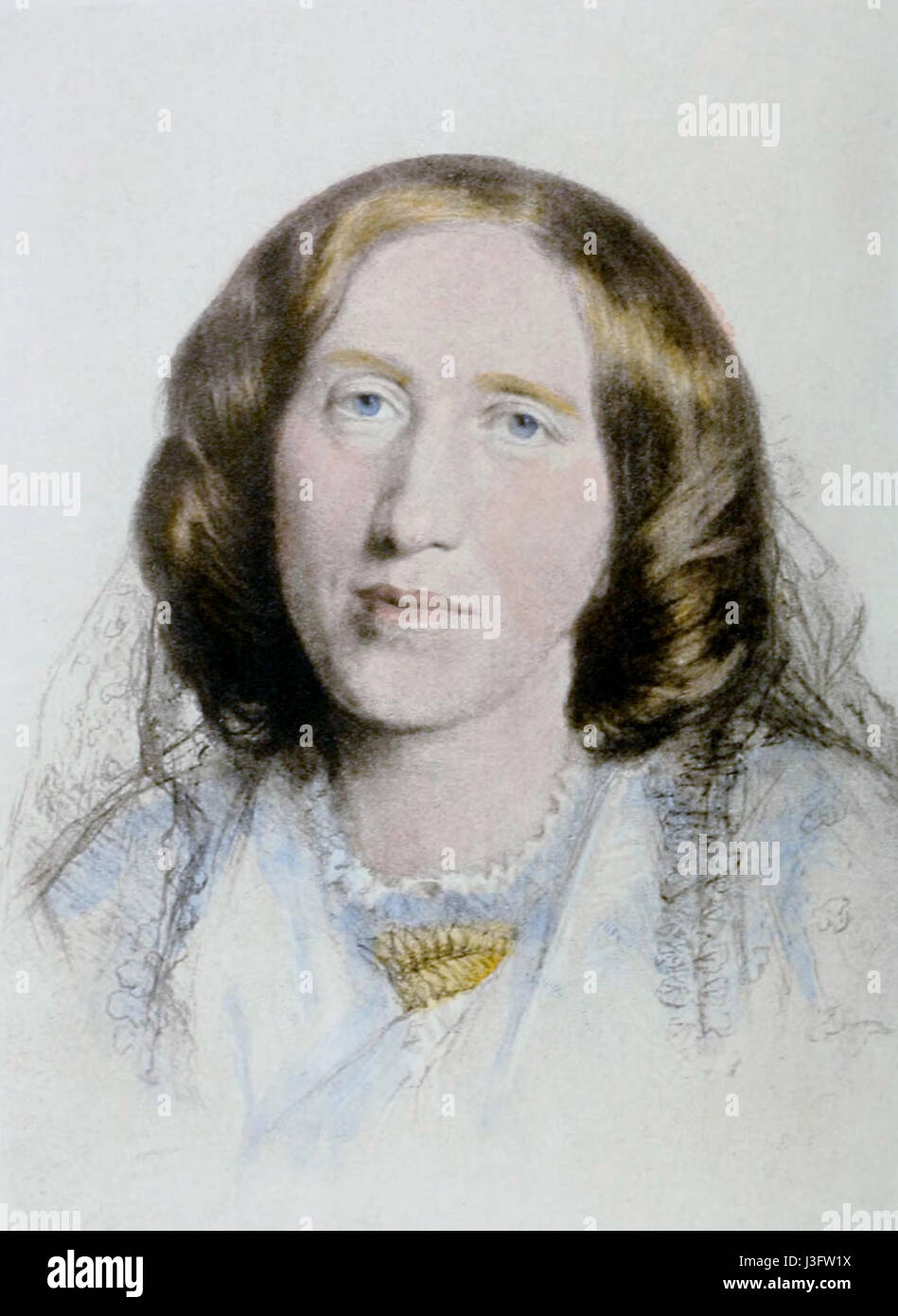 George Eliot, der Pseudonym von Mary Ann Evans, war ein bekannter englischer Schriftsteller aus dem 19. Jahrhundert. Ihre Werke, wie „Middlemarch“ und „The Mill on the Floss“, erforschen die Komplexität der menschlichen Natur, gesellschaftlichen Fragen und Moral und machen sie zu einer bedeutenden literarischen Figur. Stockfoto