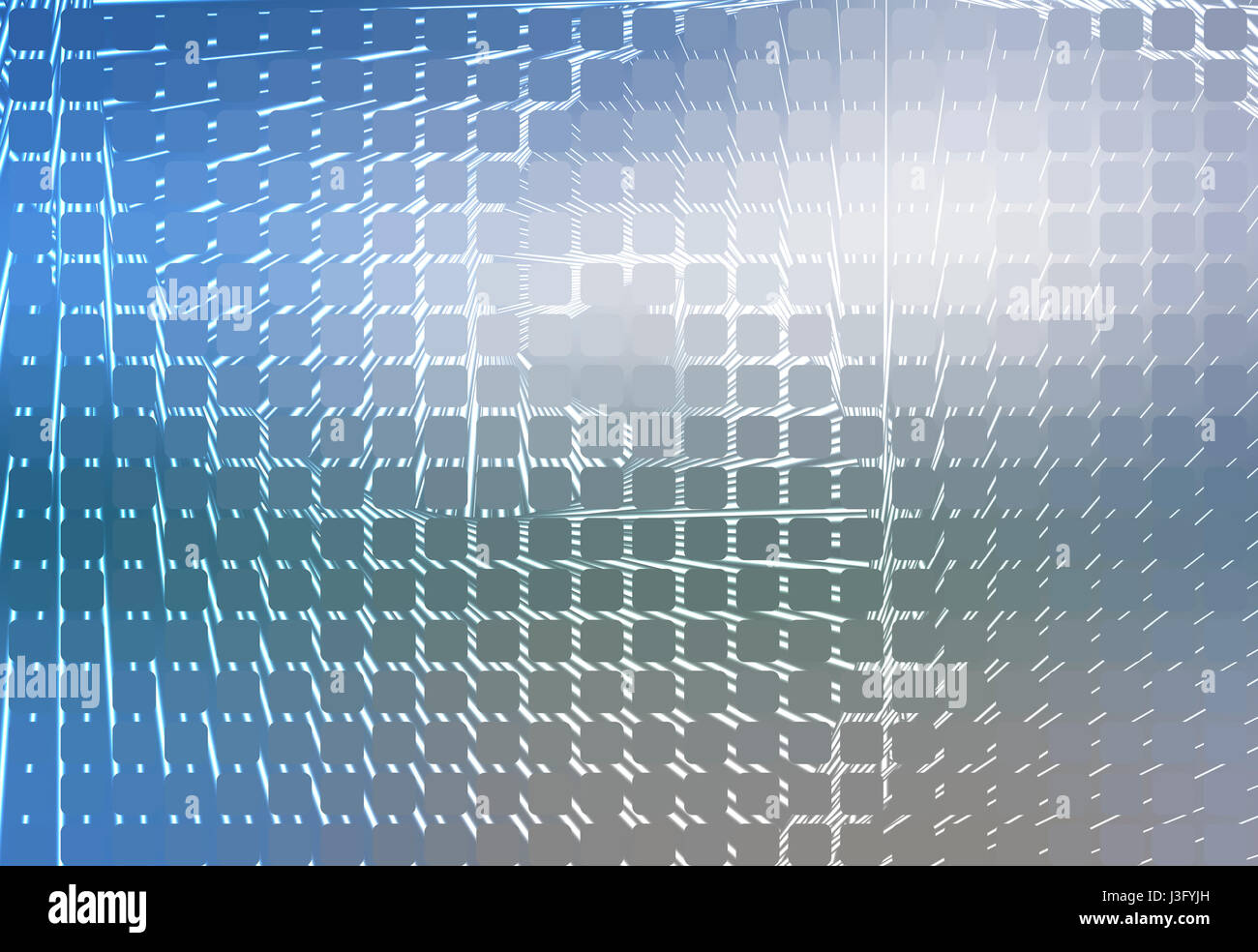 Weiße Blautönen leuchtende Spirale Mosaik abgerundete Ecken quadratischen Fliesen Hintergrund Stockfoto