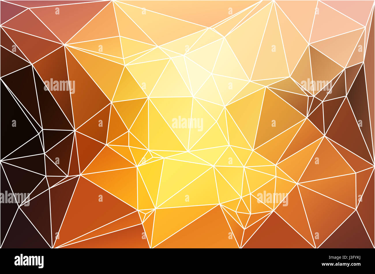 Gelbe Koralle rosa schwarz abstrakte low-Poly geometrischen Hintergrund mit weißen Dreiecksnetz. Stockfoto