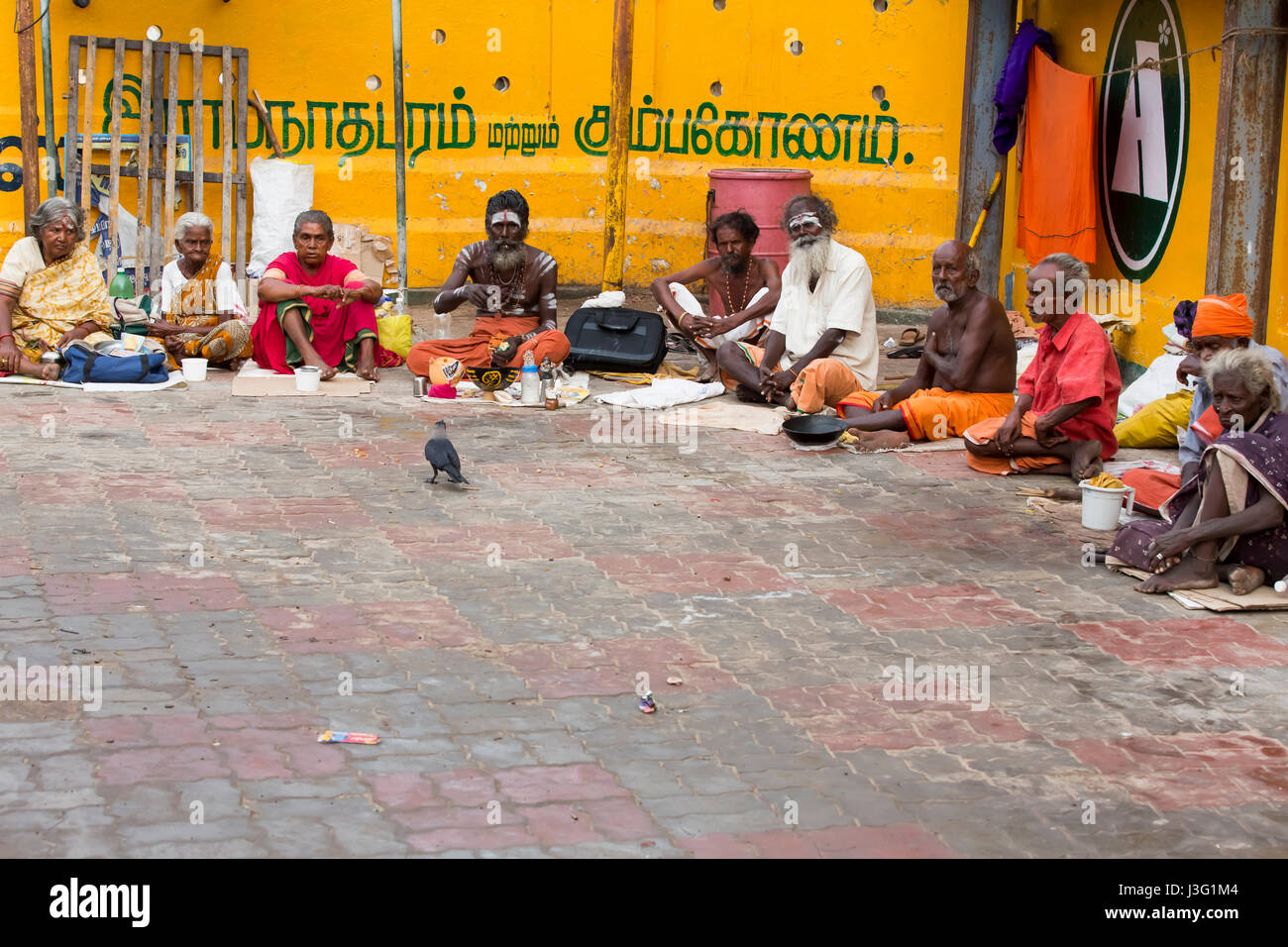 Rameswaram, Tamil Nadu, Indien - 25. Mai 2014. Vollständigen Bericht über Rameswaram Pilgerfahrt, Religion religiöse Stadt Rituale Stockfoto