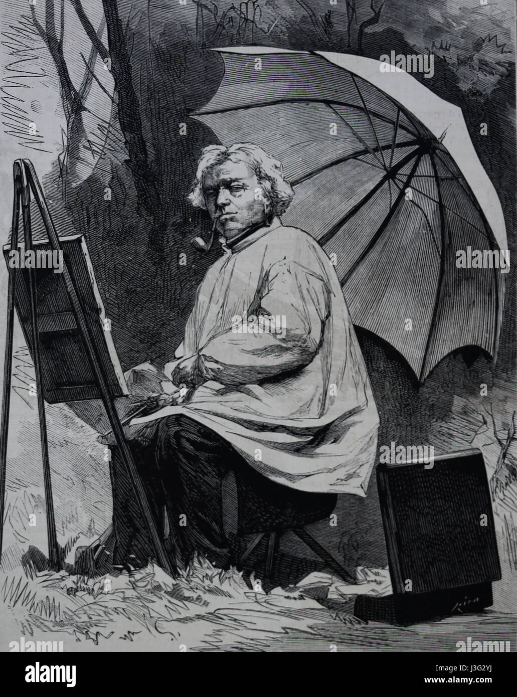 Jean-Baptiste-Camille Corot (1796-1875). Französischer Maler. Gravur. Die spanischen und amerikanischen Illustration, 1875. Spanische Ausgabe. Stockfoto